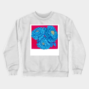 Bloom wherever you are - blue and hot pink peonies Crewneck Sweatshirt